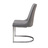 Benzara Leather Upholstered Chair with U Shaped Base, Chrome and Gray BM187638 Silver and Gray Metal and Leather BM187638