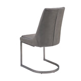 Benzara Leather Upholstered Chair with U Shaped Base, Chrome and Gray BM187638 Silver and Gray Metal and Leather BM187638