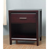 Wooden Nightstand with Power Outlet, Brown