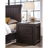 Benzara Wooden Nightstand with Two drawers, Gray BM187642 Gray Wood BM187642