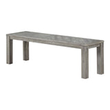 Benzara Wooden Bench with Distinctive Herringbone Inlay Design, Gray BM187645 Gray Wood BM187645