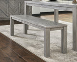 Benzara Wooden Bench with Distinctive Herringbone Inlay Design, Gray BM187645 Gray Wood BM187645