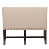 Benzara Fabric Upholstered Pine Wood Bench with Nail Head Trim, Black and Beige BM187649 Beige and Black Pine Wood and Fabric BM187649