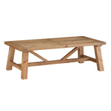 Benzara Pine Wood Coffee Table with Trestle Reinforced Sawhorse Base, Brown BM187652 Brown Pine Wood BM187652