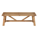 Benzara Pine Wood Coffee Table with Trestle Reinforced Sawhorse Base, Brown BM187652 Brown Pine Wood BM187652