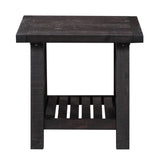 Benzara Pine Wood End Table with Exposed Hardware, Brown BM187654 Brown Pine Wood BM187654