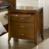 Wooden Nightstand with Three Drawers and One Pull Out Tray, Brown