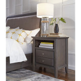 Benzara Wooden Nightstand with Two Drawers and One Shelf, Gray BM187657 Gray Wood BM187657