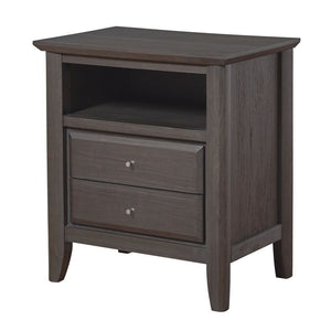 Benzara Wooden Nightstand with Two Drawers and One Shelf, Gray BM187657 Gray Wood BM187657