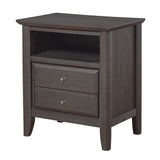 Wooden Nightstand with Two Drawers and One Shelf, Gray