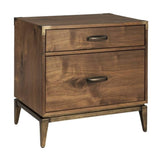 Benzara Wooden Nightstand with two Drawers, Brown BM187659 Brown Wood BM187659