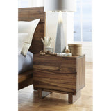 Benzara Wooden Nightstand with Two Drawers, Brown BM187665 Brown Wood BM187665