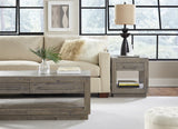 Benzara Acacia Wood End Table with One Open Shelf and One Drawer, Gray BM187676 Gray Acacia Wood BM187676