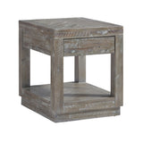 Benzara Acacia Wood End Table with One Drawer and One Shelf, Gray BM187680 Gray Acacia Wood BM187680