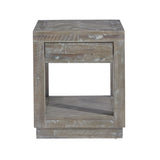 Benzara Acacia Wood End Table with One Drawer and One Shelf, Gray BM187680 Gray Acacia Wood BM187680