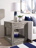 Benzara Acacia Wood End Table with One Drawer and One Shelf, Gray BM187680 Gray Acacia Wood BM187680