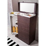 Benzara Modern Dual Tone Chest with Four Spacious Drawers, Brown and White BM187690 Brown, White Wood Metal and Mirror BM187690