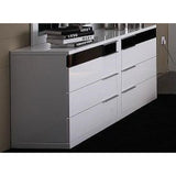 Benzara Rectangular Wooden Dresser with Eight Drawers and Aluminum Handles, Black and White BM187714 White and Black MDF Aluminum BM187714