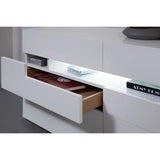 Benzara Contemporary Style Wooden Dresser with Six Drawers and LED Light, White BM187754 White MDF and Melamine BM187754