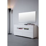 Benzara Contemporary Style Wooden Dresser with Six Drawers and LED Light, White BM187754 White MDF and Melamine BM187754