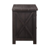 Benzara Two Drawer Wooden File Cabinet with Metal Handle Pull and Crossed Side Plank, Cafe Brown BM187809 Brown Wood and  Metal BM187809