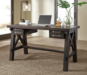 Benzara Wooden Desk with Sleek Drawer Storage and Crossed Side Bracing , Brown BM187820 Brown Wood and Metal BM187820