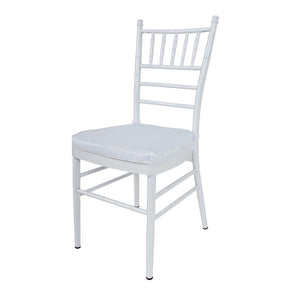 Benzara Classic Style Aluminum Chair with Slatted Backrest and Tapered Legs, Glossy White BM187954 White Aluminum BM187954