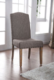 Benzara Fabric Upholstered Solid Wood Side Chair with Nail head Trims , Brown and Gray, Pack of Two BM188361 Brown and Gray Solid Wood and Fabric BM188361