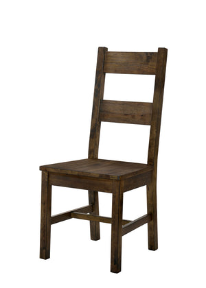 Benzara Transitional Style Solid Wood Side Chair with Block Legs, Pack of Two, Brown BM188378 Brown Solid Wood BM188378