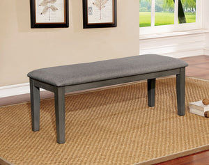 Benzara Transitional Style Solid Wood Bench with Faux Leather Upholstery and Tapered Legs , Gray BM188396 Gray Solid Wood and Faux Leather BM188396