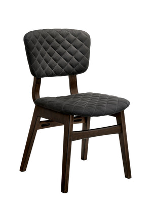 Benzara Solid Wood and Fabric Master Chairs with Fin Style Legs ,Pack of Two, Gray and Brown BM188401 Gray and Brown Solid Wood and Fabric BM188401