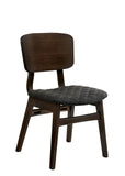 Solid Wood and Fabric Side Chairs with Fin Style Legs ,Pack of Two, Gray and Brown