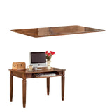 Benzara Wooden Desk with Drop Down Keyboard Tray and Turned Legs, Brown BM190076 Brown Wood BM190076