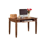 Benzara Wooden Desk with Drop Down Keyboard Tray and Turned Legs, Brown BM190076 Brown Wood BM190076