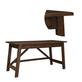 Benzara Two Drawers Wooden Desk with Cross Stretcher Brace Design, Large, Brown BM190086 Brown Wood BM190086