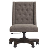 Benzara Button Tufted Polyester Upholstered Metal Swivel Chair with Adjustable Seat, Gray and Black BM190093 Gray and Black Wood BM190093