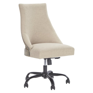 Benzara Wooden Framed Polyester Upholstered Swivel Chair with Nail Head Trim Accents, Beige and Black BM190094 Beige and Black Wood BM190094