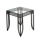 Benzara Glass Inserted Metal Table Set with Tubular Framing, Set of Three, Black and Clear BM190104 Black and Clear Metal BM190104