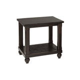 Benzara Plank Style Wooden Table Set with Slatted Lower Shelf and Bun Feet, Set of Three, Black BM190107 Black Wood BM190107