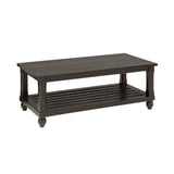 Benzara Plank Style Wooden Table Set with Slatted Lower Shelf and Bun Feet, Set of Three, Black BM190107 Black Wood BM190107