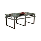 Benzara Metal Framed Table Set with Beveled Glass Top and Sled Legs, Set of Three, Black BM190109 Black Metal BM190109