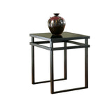 Benzara Metal Framed Table Set with Beveled Glass Top and Sled Legs, Set of Three, Black BM190109 Black Metal BM190109