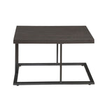 Benzara Metal Base Table Set with Floating Wooden Top, Set of Three, Black BM190110 Black Wood BM190110
