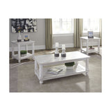 Benzara Plank Style Wooden Table Set with Slatted Lower Shelf and Bun Feet, Set of Three, White BM190134 White Wood BM190134