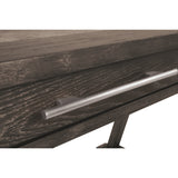 Benzara Three Drawer Wooden Desk with Cross Brace Stretcher and Faux Bluestone Top, Gray BM190136 Gray Wood BM190136