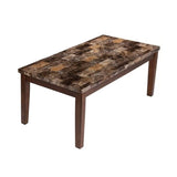 Benzara Rustic Style Faux Marble Top Table Set with Tapered Wooden Legs, Set of Three, Brown BM190137 Brown Wood BM190137