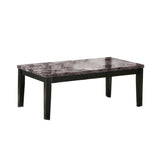 Benzara Faux Marble Top Table Set with Tapered Wooden Legs, Set of Three, Black and Gray BM190138 Black and Gray Wood BM190138