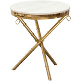 Benzara Marble Top Accent Table with Stainless Steel Crossed Legs, White  and Gold BM190831 Gold and White Marble and Steel BM190831