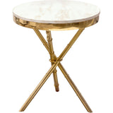 Benzara Marble Top Accent Table with Stainless Steel Crossed Legs, White  and Gold BM190831 Gold and White Marble and Steel BM190831