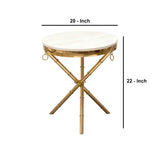 Benzara Marble Top Accent Table with Stainless Steel Crossed Legs, White  and Gold BM190831 Gold and White Marble and Steel BM190831